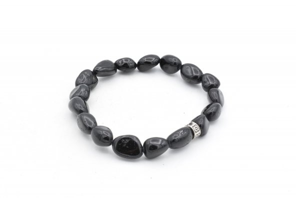 Hakiki Doğal Amorf Kesim İri Taneli Siyah Turmalin Taşı Bileklik - Resim 2