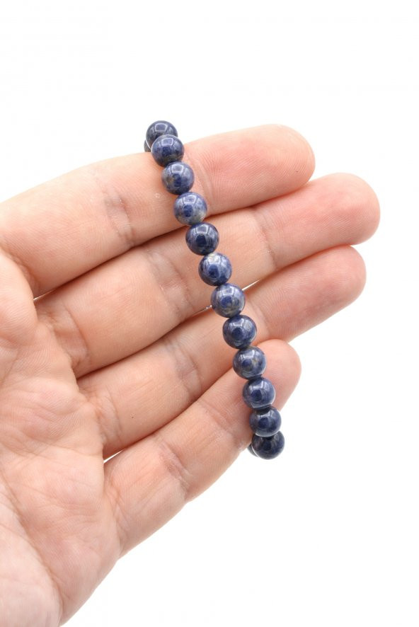 Hakiki Doğal A Kalite Mavi Safir Taşı Bileklik 7.5 Mm - 3