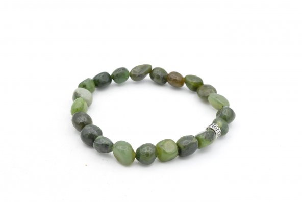 Hakiki Doğal Amorf Kesim İri Taneli Kanada Yeşim Taşı Bileklik - Resim 2