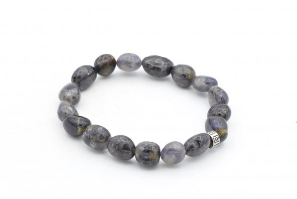 Hakiki Doğal Amorf Kesim İri Taneli İyolit Taşı Bileklik - Resim 2
