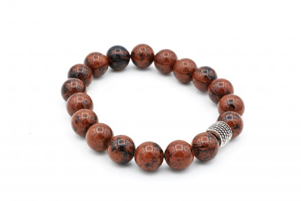 Hakiki Doğal Mahogany Obsidyen Taşı Bileklik 003 - Resim 2