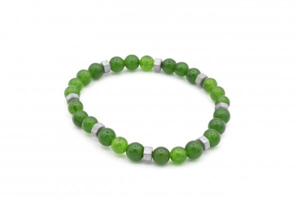 Hakiki Doğal Hematitli Yeşim Taşı Bileklik - Resim 3