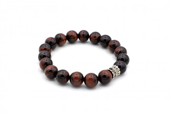 Hakiki Doğal Kırmızı Kaplan Gözü Taşı Bileklik 1.Kalite İri Boy - Resim 2