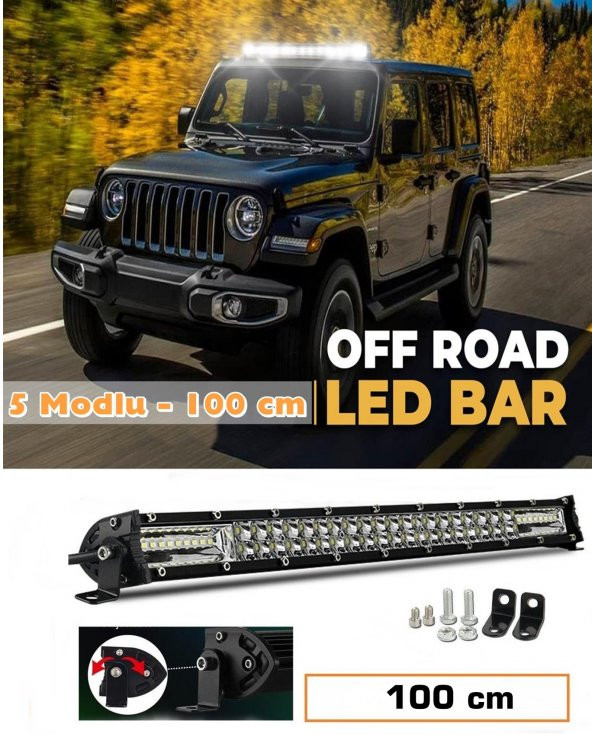 100 Cm Çift Sıra 5 Modlu Turuncu Beyaz Off Road Led Bar