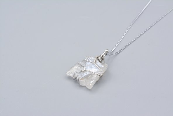 Hakiki Doğal Aura Kuvars Taşı Kolye Ucu 001 - Resim 2