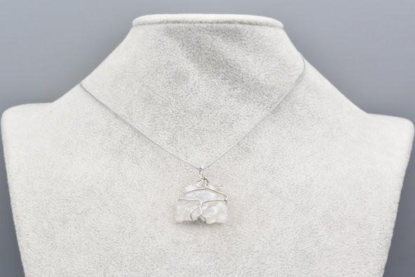 Hakiki Doğal Aura Kuvars Taşı Kolye Ucu 001 - Resim 3