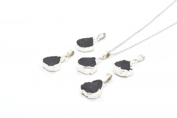 Hakiki Doğal Siyah Turmalin Taşı Kolye Ucu ürün görseli 1