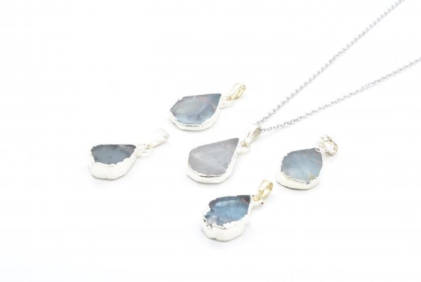 Hakiki Doğal Akuamarin Taşı Kolye Ucu 004 ürün görseli 1