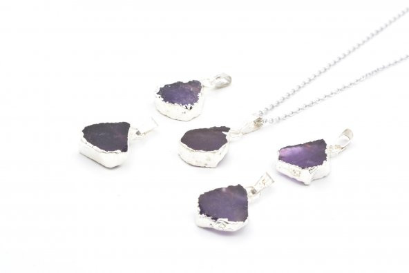 Hakiki Doğal Ametist Taşı Kolye Ucu 002 ürün görseli 1