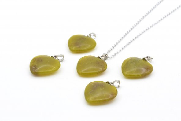 Hakiki Doğal Kalp Şeklinde Olivin Taşı Kolye Ucu ürün görseli 1