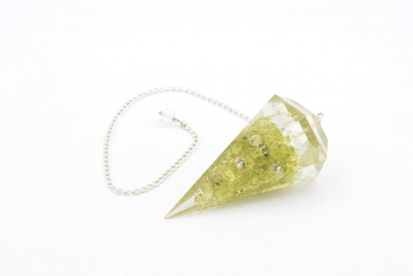 Hakiki Doğal Peridot Olivin Taşı Orgonit Pandül 1.Kalite ürün görseli 1