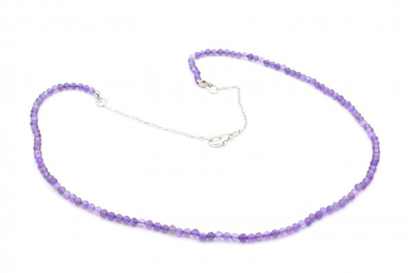 Hakiki Faset Kesim Doğal Ametist Taşı Kolye 1.Kalite - Resim 2