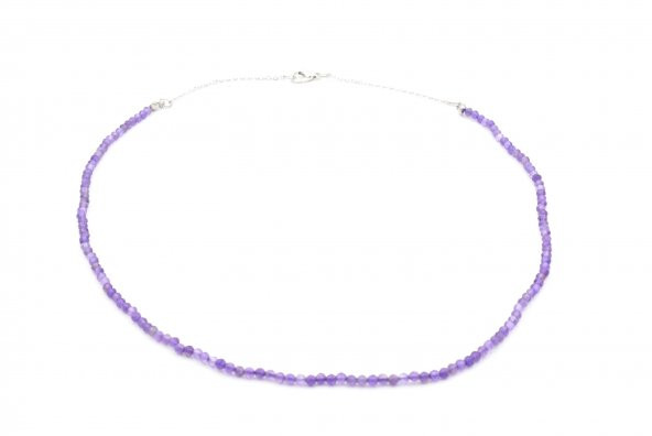 Hakiki Faset Kesim Doğal Ametist Taşı Kolye 1.Kalite - Resim 3