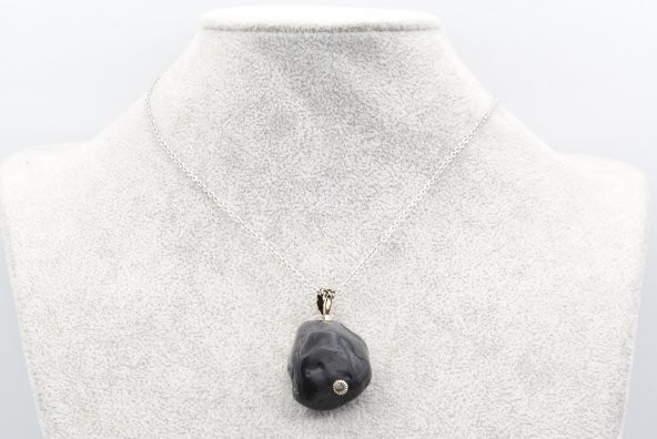 Hakiki Doğal Şungit Taşı Kolye Ucu 004 - Resim 3