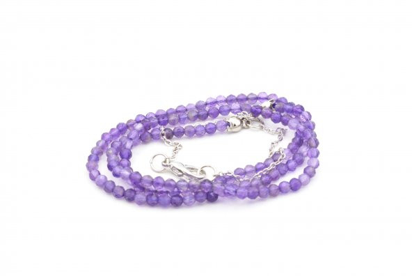 Hakiki Faset Kesim Doğal Ametist Taşı Kolye 1.Kalite - Resim 4