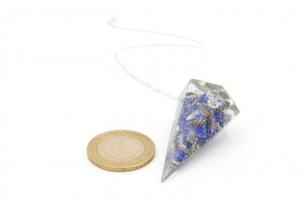 Hakiki Doğal Lapis Lazuli Taşı Orgonit Pandül 1.Kalite - Resim 3