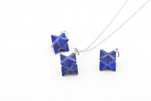 Hakiki Doğal Lapis Lazuli Taşı Merkaba Kolye Ucu 1.Kalite ürün görseli 1