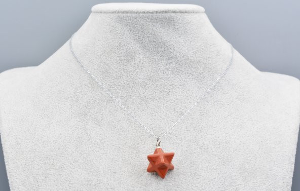 Hakiki Doğal Jasper Taşı Merkaba Kolye Ucu 1.Kalite - Resim 2