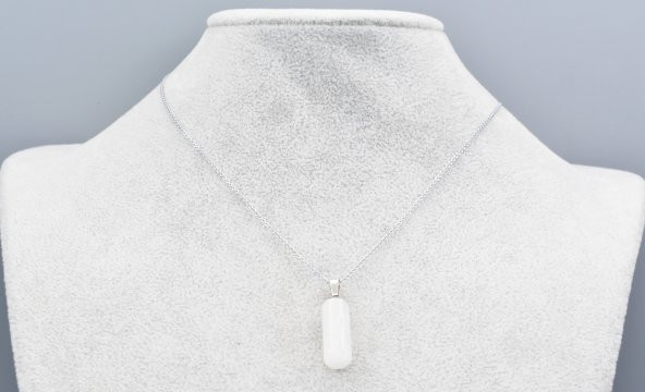 Hakiki Silindir Şeklinde Doğal Kristal Kuvars Taşı Kolye Ucu 1.Kalite - Resim 2