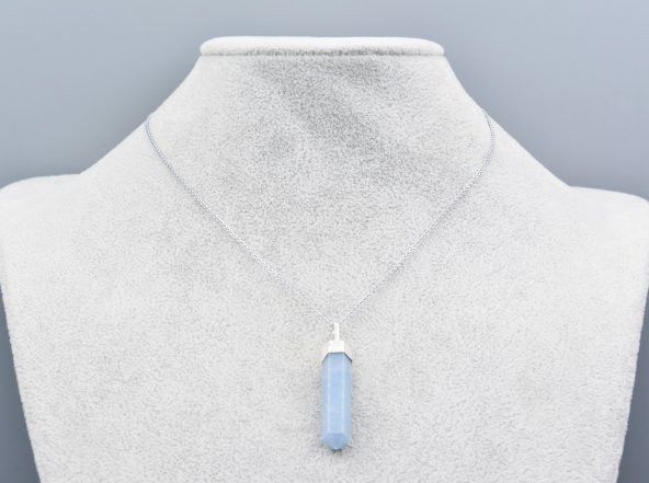 Hakiki Doğal Anjelit Taşı Kolye Ucu 1.Kalite Melek Taşı 002 - Resim 2