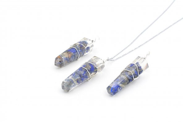 Hakiki Doğal Lapis Lazuli Taşı Orgonit Kolye Ucu 1.Kalite 001 ürün görseli 1