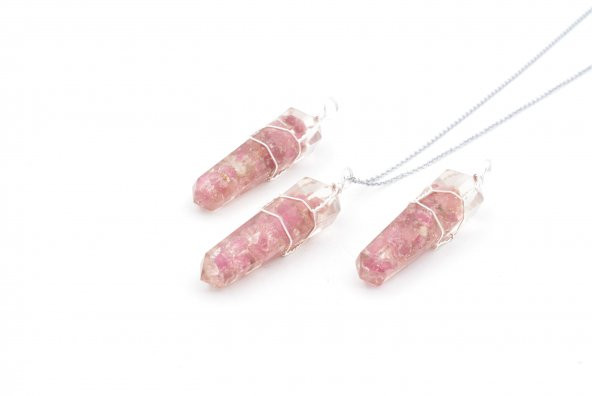 Hakiki Doğal Pembe Turmalin Taşı Orgonit Kolye Ucu 1.Kalite 002 ürün görseli 1