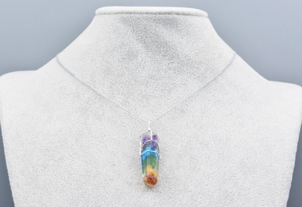 Hakiki Doğal Karışık Taşlı Çakra Orgonit Kolye Ucu 1.Kalite 002 - Resim 2