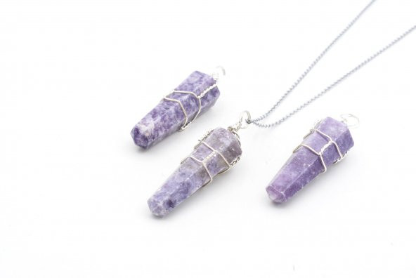 Hakiki Doğal Lepidolit Taşı Kolye Ucu 1.Kalite ürün görseli 1