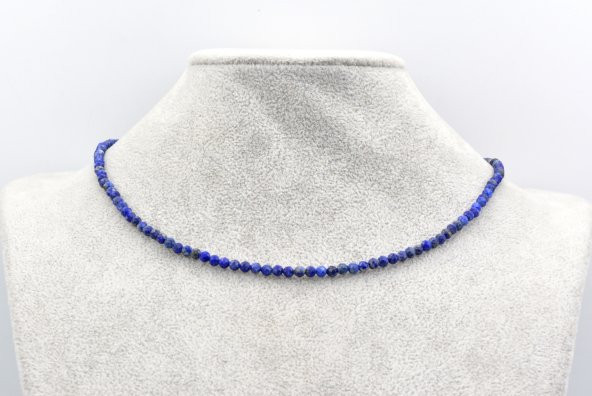 Hakiki Faset Kesim Doğal Lapis Lazuli Kolye 1.Kalite - Resim 4