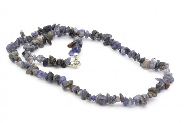 Hakiki Doğal Kırık Taş İyolit Taşı Kolye Bileklik Set - Resim 2