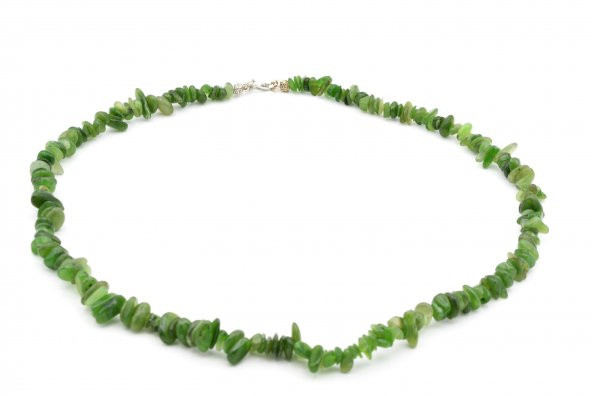 Hakiki Doğal Kırık Taş Kanada Yeşim Taşı Kolye Bileklik Set - Resim 3