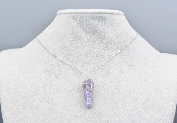 Hakiki Doğal Lepidolit Taşı Kolye Ucu 1.Kalite - Resim 2