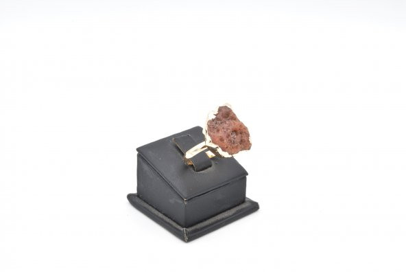 Altın Rengi Karnelyan Akik Taşlı Ayarlanabilir Yüzük 010 - Resim 2