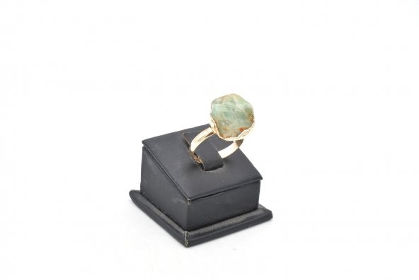 Altın Rengi Amazonit Taşlı Ayarlanabilir Yüzük 003 - Resim 2