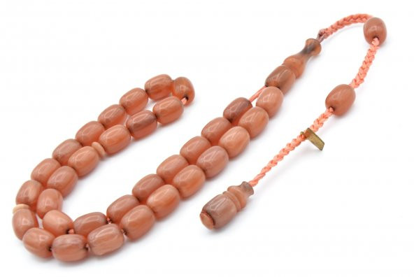 Cüneyd Usta İmzalı Kapsül Bej Sıkma Kehribar Tesbih - Resim 2