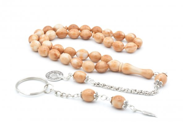 Özel Kutusunda Anahtarlıklı Beyzi Kesim Kahve Katalin Tesbih Seti