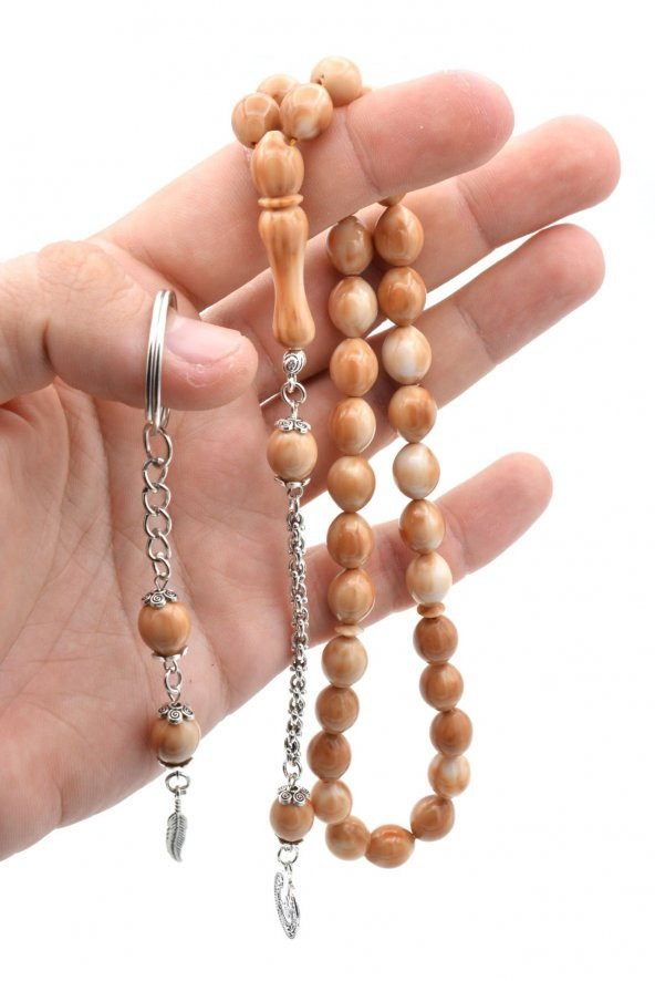 Özel Kutusunda Anahtarlıklı Beyzi Kesim Kahve Katalin Tesbih Seti - 2