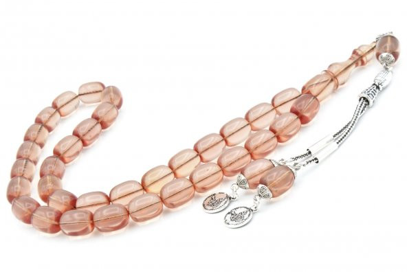 0.6 Şeffaf Delim Kapsül Kesim Bej Ateş Kehribar Tesbih - Resim 2