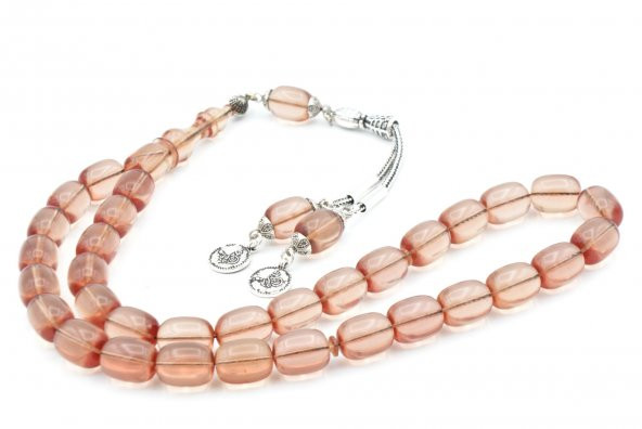 0.6 Şeffaf Delim Kapsül Kesim Bej Ateş Kehribar Tesbih - Resim 3