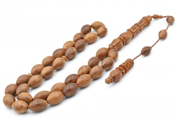 Beyzi Kesim Lale Model Kalem İşi İmameli İri Boy Kuka Tesbih - Resim 3