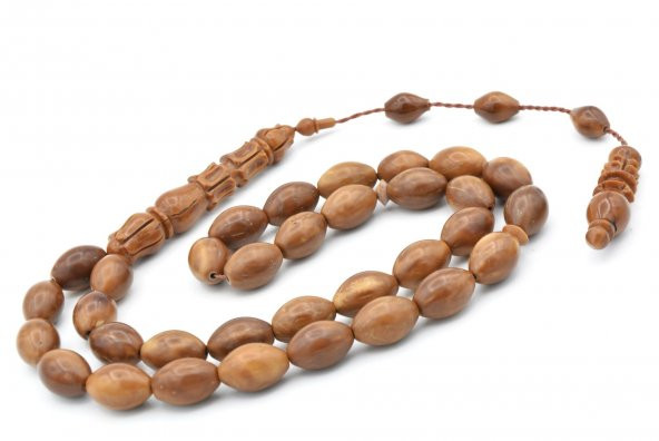 Beyzi Kesim Lale Model Kalem İşi İmameli İri Boy Kuka Tesbih - Resim 4