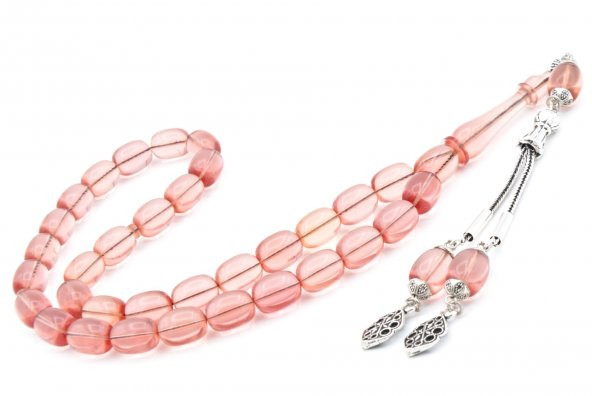 0.6 Şeffaf Delim Kapsül Kesim Açık Pembe Ateş Kehribar Tesbih - 2