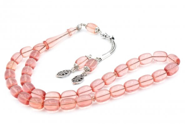 0.6 Şeffaf Delim Kapsül Kesim Açık Pembe Ateş Kehribar Tesbih - 3