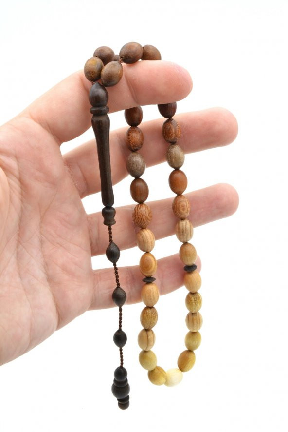 Usta İşi Sistemli Beyzi Kesim 17 Farklı Karışık Karma Ağaç Tesbih - Resim 4