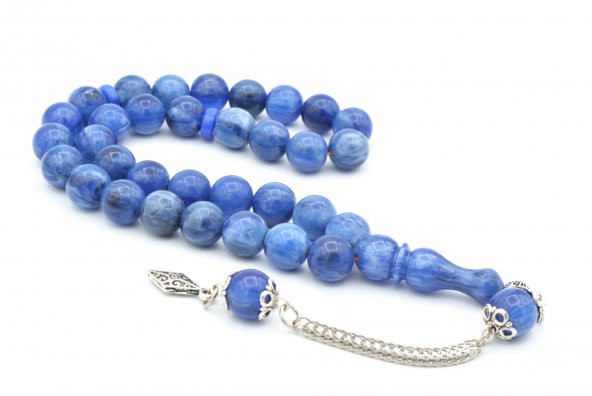 Gümüş Kaplamalı Küre Kesim Hareli Lacivert Katalin Tesbih ürün görseli 1