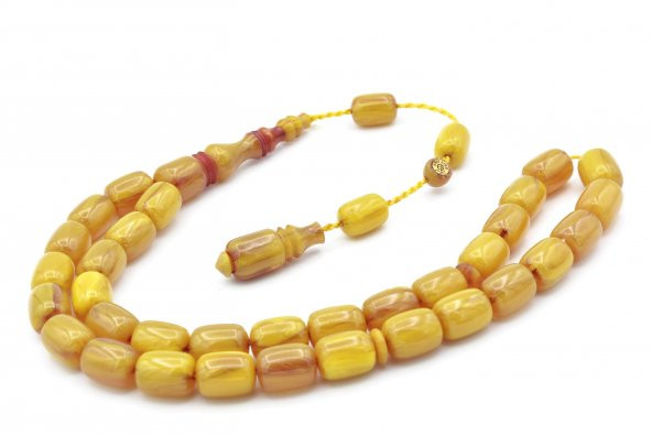 Ebu Sırr İmzalı Kapsül Kesim Damarlı Sarı Katalin Tesbih - Resim 3