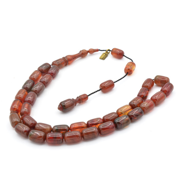 Fares İmzalı Kapsül Kesim Karışık Renk Sıkma Kehribar Tesbih - Resim 2