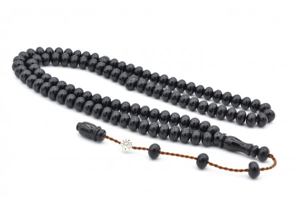 Şükrü Baba İmzalı Basık Model 99 luk Siyah Katalin Tesbih - Resim 2