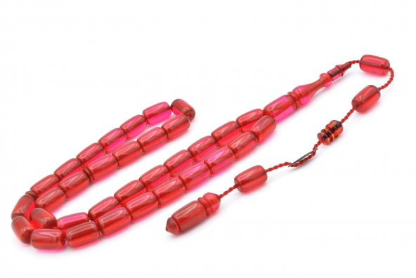 Ahmet Emin Usta İmzalı Neon Pembe Ateş Kehribar Tesbih - 2