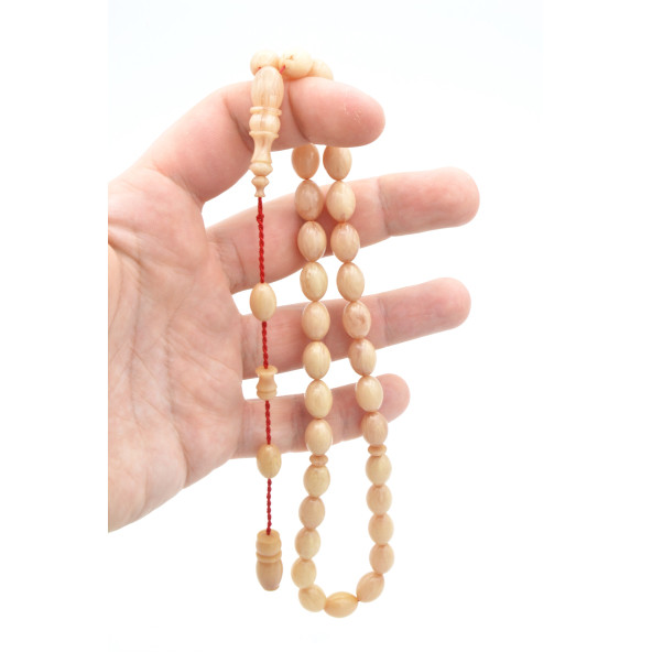 Usta İşi Sistemli Beyzi Kesim Hareli Beyaz Katalin Tesbih - Resim 3